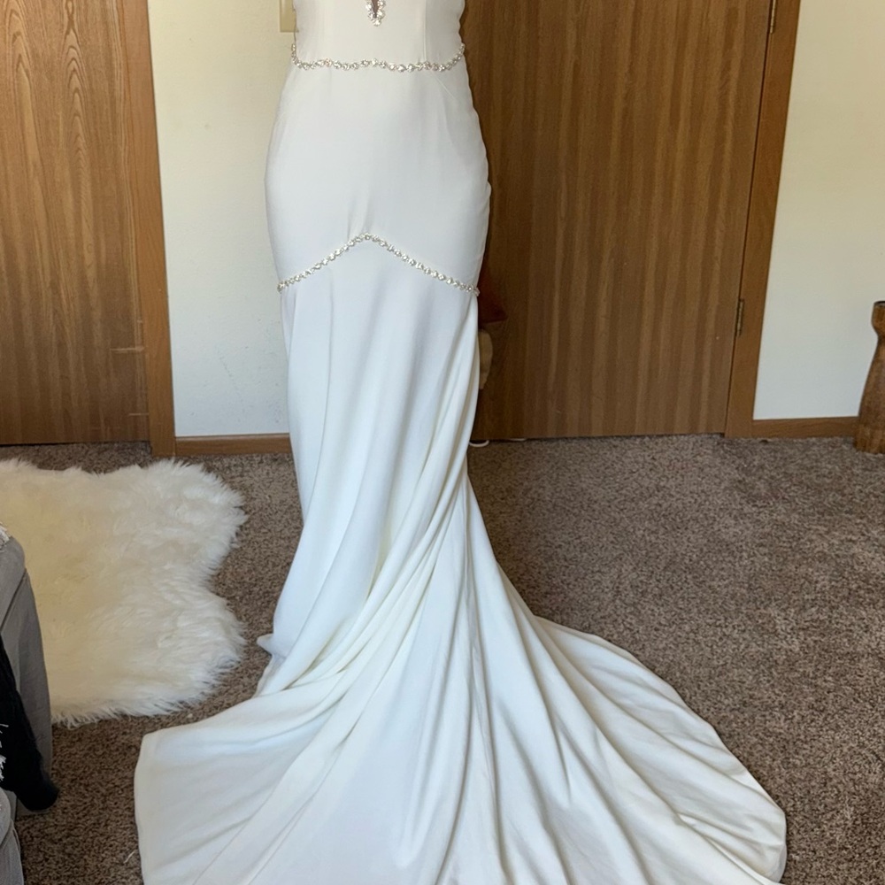 Adrianna Papell Strapless Gown in Elegant White
